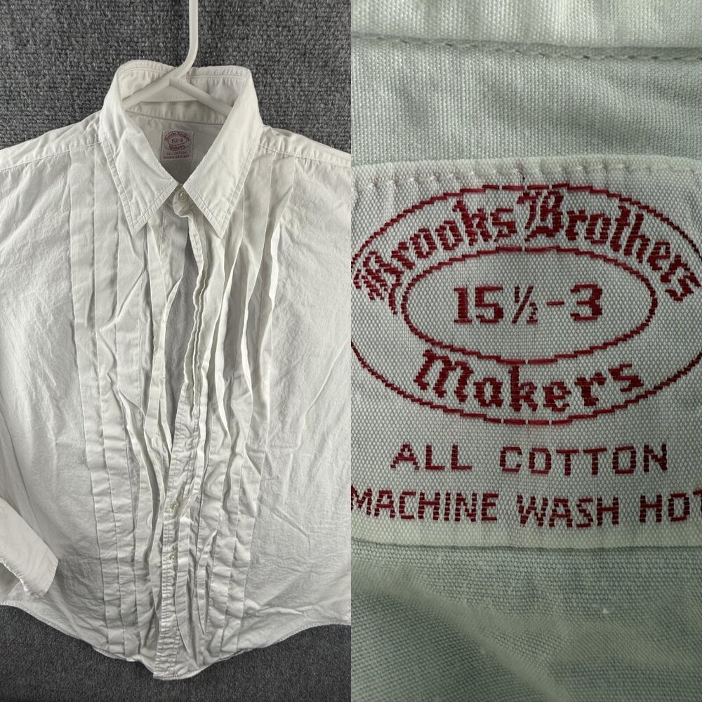 VTG Brooks Brothers Makers 15.5 33 Formal Dress Shirt French Cuff 70s 80s Point